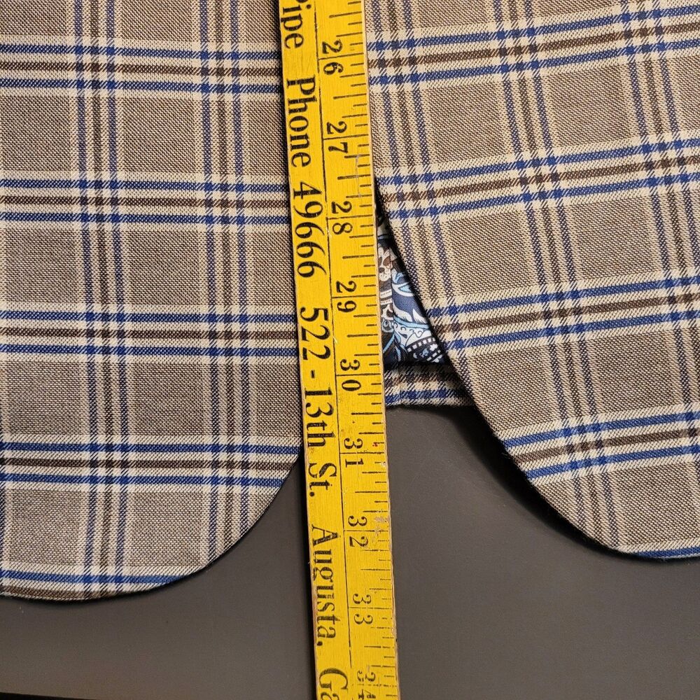 Alan Flusser Mens Paisley Lined 2-Button Blazer Jacket Beige Brown Checked EUC - Picture 13 of 13